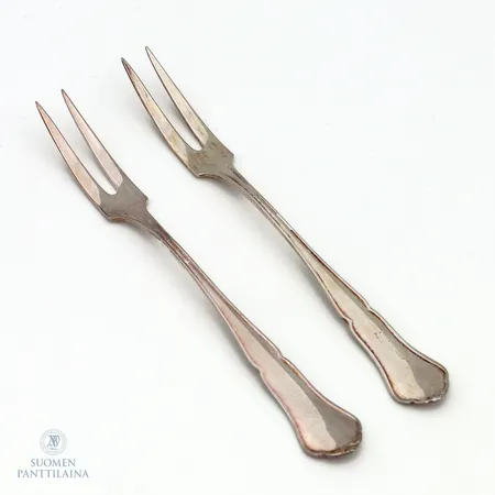 Kaksi leikkelehaarukkaa, Chippendale, pituus 115mm, 830,  Paino: 19,9 g