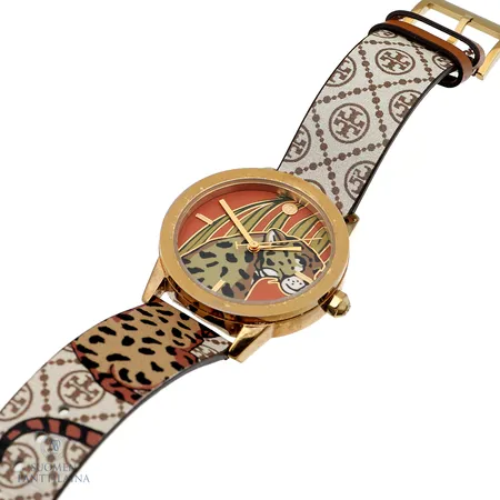 Teräsrannekello Tory Burch, TBW2033 Tiger Print, taulun Ø 36mm, Quartz, laatikko