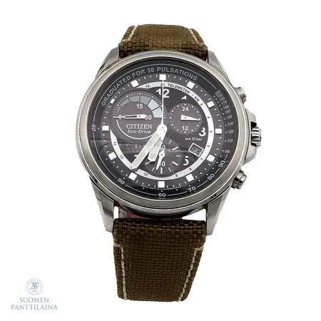 Teräsrannekello Citizen Eco-Drive W.R 10 bar, quartz:paristo loppunut, taulussa pieniä jälkiä, 771444, GN-4W-S, taulun Ø 42mm