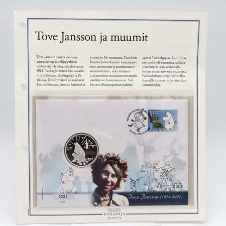 Hopeamitali, Tove Jansson ja Muumit, Muumipeikko, 0321/5000, 925, Paino: 27 g