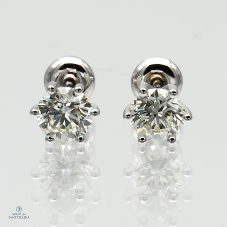 Timanttikorvakorut 2xn.0.50ct, 750 valkokultaa,  Paino: 1,3 g