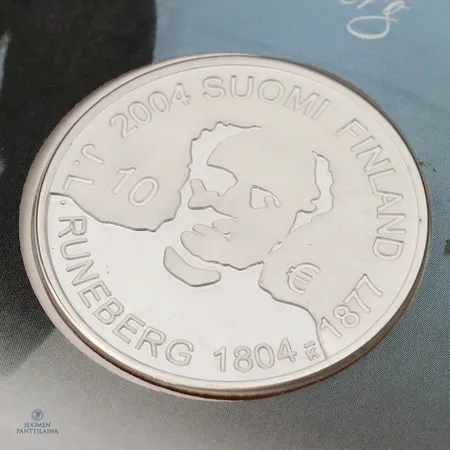 Juhlaraha, Johan Ludvig Runeberg, 1804-1877, nimellisarvo 10, 925,  Paino: 27,4 g