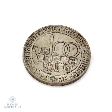 Hopearaha, 100 Schilling, Münzstätte Hall, 1978, 640, Paino: 24,1 g