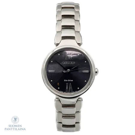 Teräsrannekello, Citizen Eco-Drive, ref. EM0020-52E, quartz, rungon Ø 29mm, rannekkeen pituus 185mm