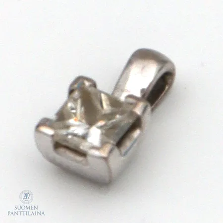 Timanttiriipus 1xn.0.35ct princess, korkeus 9mm, 750 valkokulta,  Paino: 0,7 g