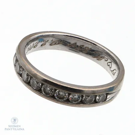 Timanttisormus 9xn.0.05ct, kaiverrettu, koko 17, 585 valkokulta,  Paino: 4,2 g