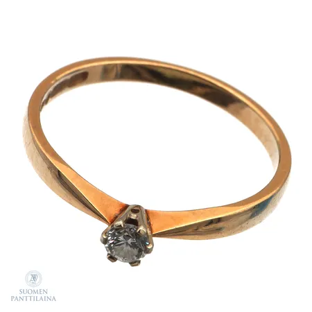 Timanttisormus 1xn.0.09ct, koko 17¾, 750,  Paino: 2 g
