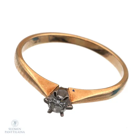 Timanttisormus 1xn.0.09ct, koko 15½, 585,  Paino: 1,5 g