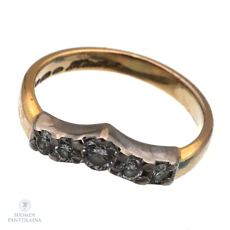 Timanttisormus 1xn.0.13ct 4xn.0.06-0.07ct,  koko 16½, 750 valko- ja keltakulta,  Paino: 3,1 g