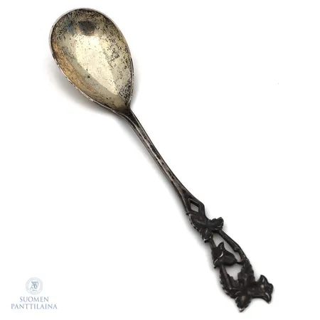 Sokeri-lusikka, kaiverrettu, pituus 132mm, 813h,  Paino: 12,5 g