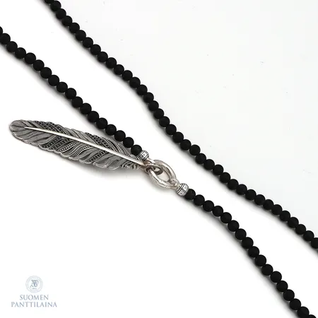 Kaulakoru, Thomas Sabo, Sulka, Love Bridge, obsidian-hopeaa-musta zirkoni, pituus 58cm, riipuksen korkeus 83mm, 925br,  Paino: 35,3 g