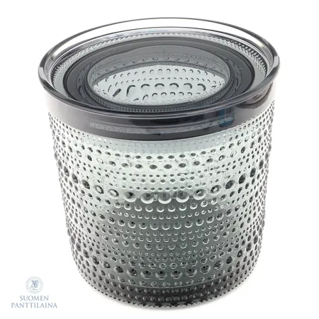 Purkki Iittala, Kastehelmi, 116x114mm, harmaa, kannessa pieniä naarmuja