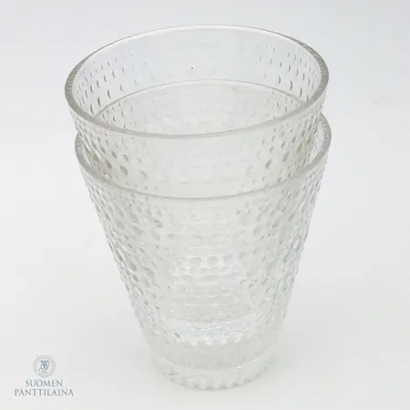 Kaksi juomalasia, Kastehelmi, design Oiva Toikka, kirkas 0.30litraa