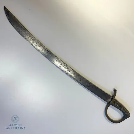 Sapeli, terän pituus 59cm, terässä numero 1828, messinki/teräs