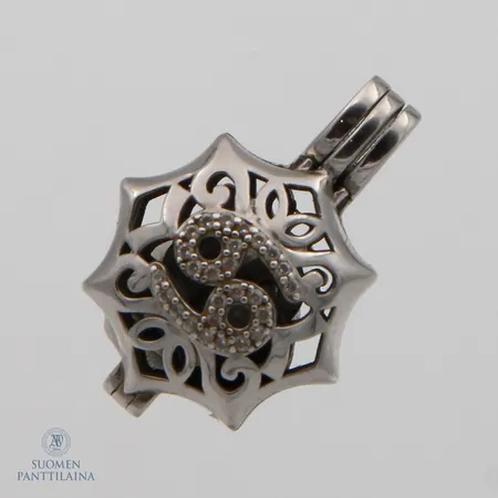 Avattava 69-riipus kivillä, korkeus 25mm, leveys 18mm, 925br,  Paino: 5 g