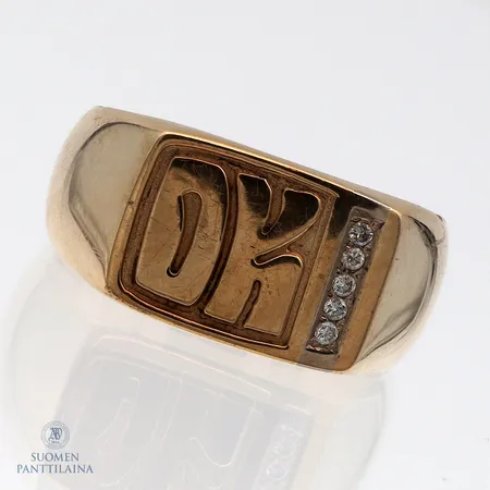 Kantasormus timanteilla 5xn.0.02ct, koko 24½, kaiverrettu, 585,  Paino: 23,5 g
