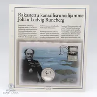 Juhlaraha, J.L. Runeberg, 2004, nimellisarvo 10 euroa, 925,  Paino: 27,4 g