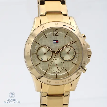Teräsrannekello Tommy Hilfiger quartz, hihnan pituus 160mm, taulun Ø 39mm, paristo loppu.