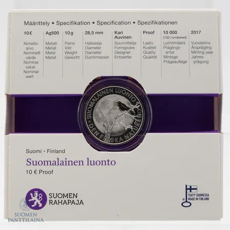 Juhlaraha 10, Suomalainen luonto, 500 hopeaa, Paino: 10 g