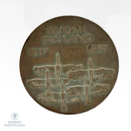 Juhlaraha, Suomen itsenäisyyden kunniaksi 1917-1967, nimellisarvo 10mk, 900, Paino: 23,7 g