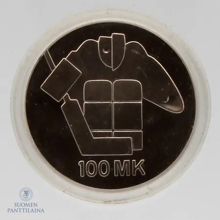Juhlaraha, jääkiekon MM-kilpailut 1991, nimellisarvo 100mk, 830, Paino: 24,4 g