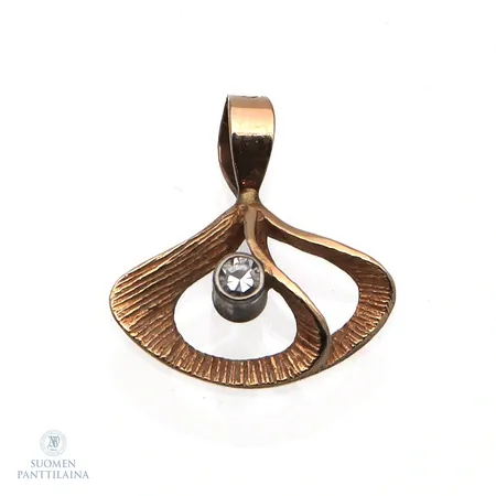 Timanttiriipus 1xn.0.005ct, korkeus 10mm, 585 kelta- ja valkokulta, Paino: 0,3 g