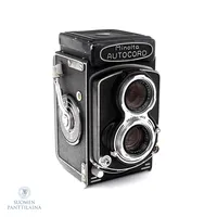 Vintage filmikamera Minolta, Autocord No.154062, rokkori 1:35, ei varmuutta toimivuudesta, nahkalaukku.