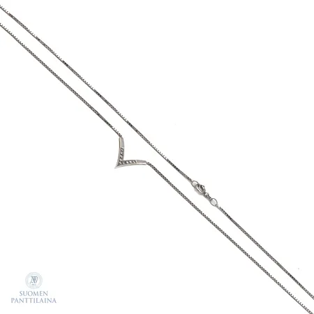 Timanttikaulakoru 9xn.0.01ct, pituus 52cm, 585 valkokulta,  Paino: 3,6 g