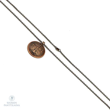 Kaulakoru, pituus 60cm, leveys 1mm, korkeus 35mm, Hannun vaakuna, Kalevala, pronssi.
