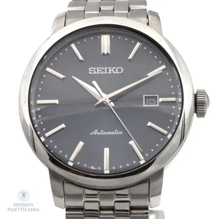 Teräsrannekello Seiko automatic, 4r35-00Z0, 25 jewels, rungon Ø42mm, teräsrannekkeen pituus 215mm, laatikko