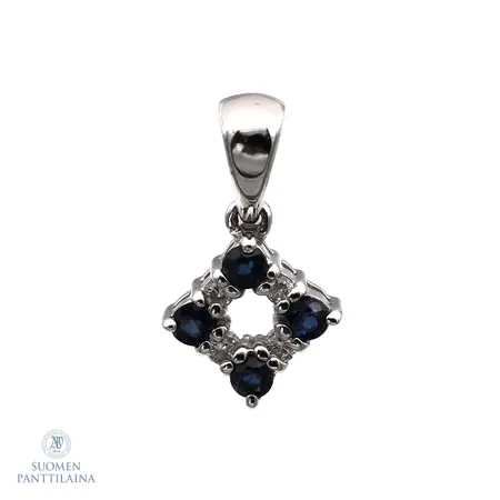 Kiviriipus timanteilla 4xn.0.005ct, korkeus 15mm, 585br valkokulta,  Paino: 1 g