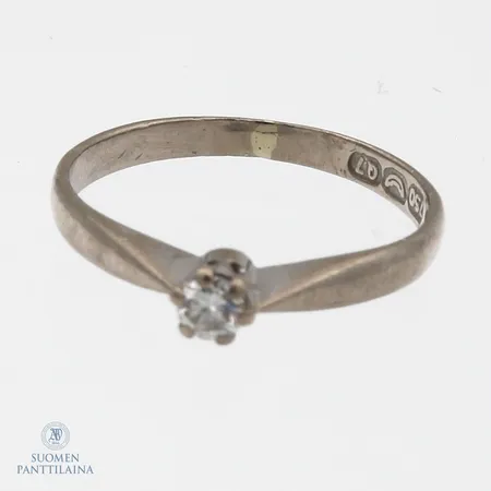 Timanttisormus 1xn.0.10ct, koko 16, 750 valkokultaa,  Paino: 1,8 g