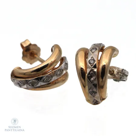 Timanttikorvakorut 6xn.0.005ct, korkeus 13mm, toinen tausta 830 hopea, 585br Paino: 2,2 g
