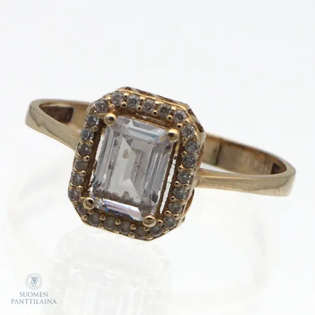 Viallinen kivisormus, koko 19, 585br,  Paino: 1,9 g