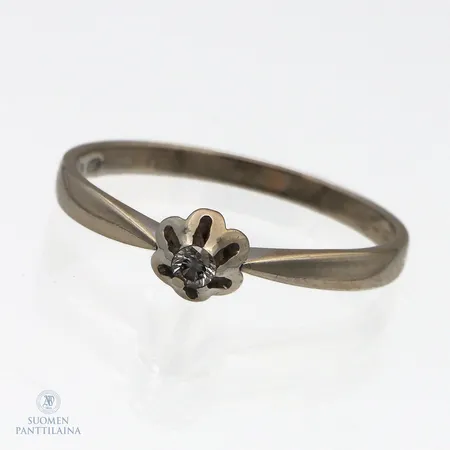 Timanttisormus 1xn.0.005ct, kaiverrettu, koko 16, 750 valkokulta,  Paino: 1,4 g