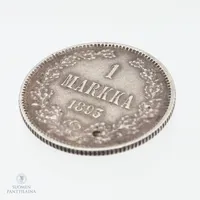 Hopeamarkka, 1 markka 1893, 868hopea,  Paino: 5,1 g