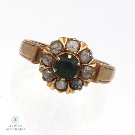 Kivisormus timanteilla 8xn.0.02ct, käytöstä aiheutunutta kulumaa, koko 15¼, 750br,  Paino: 4,1 g