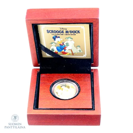 Kultaraha, nimellisarvo 25 dollaria, Disney $crooge Mc Duck / Elisabeth II, 2015, New Zealand 999,  Paino: 7,8 g