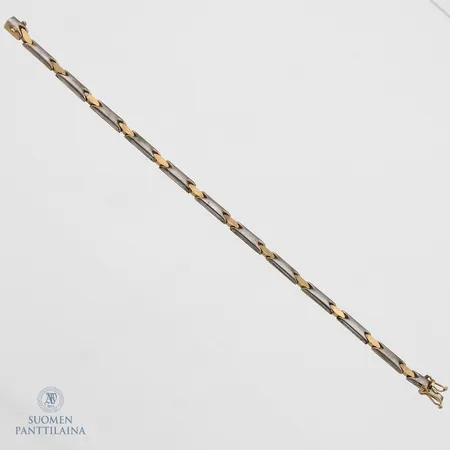 Ranneketju, pituus 190mm, 585 kelta- ja valkokultaa, Paino: 8,9 g