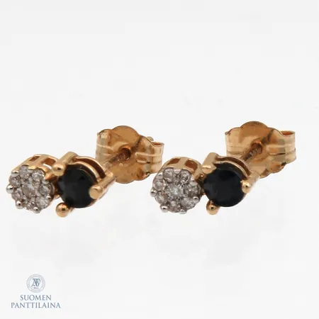 Timanttikorvakorut sinisafiireilla 16xn.0.005ct, 585br, Paino: 0,9 g