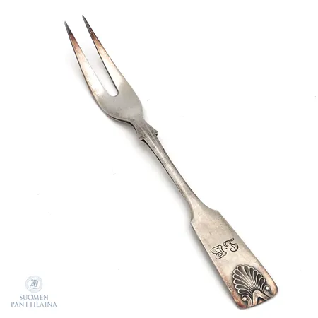 Leikkelehaarukka, Musla, kaiverrettu, pituus 151mm, 813,  Paino: 18,6 g