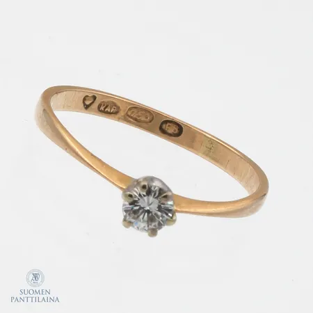 Timanttisormus 1xn.0.19ct, koko 17½, 750,  Paino: 1,5 g