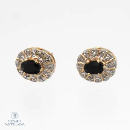 Kivikorvakorut timanteilla 12xn.0.005ct, korkeus 9mm, 585br,  Paino: 2,3 g