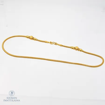 Kaulaketju, pituus 54cm, leveys 4-9mm, pientä käytön jälkeä, 965,  Paino: 30,4 g