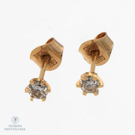 Timanttikorvakorut 2xn.0.010ct, 750,  Paino: 0,8 g