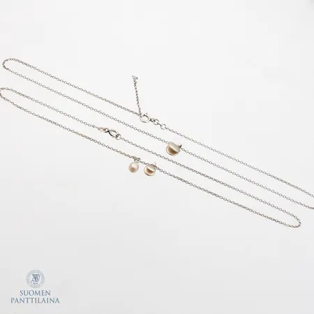 Kaulakoru, Onnenhelmi, Kalevala, pituus 45-50cm ja 42cm, leveys 1-15mm, 925br,  Paino: 9,3 g