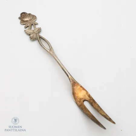 Asettihaarukka, pituus 170mm, Ruusu, Auran Kultaseppä, Turku, 1967, 813,  Paino: 20,8 g
