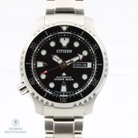 Teräsrannekello Citizen Divers 200M, automaatti, Ø 45mm, pituus 200mm, käyttöohjekirja ja laatikko.