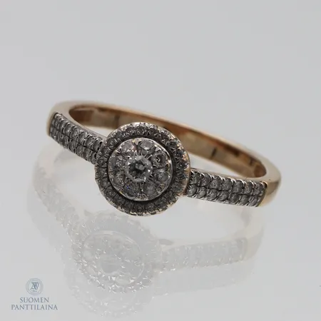 Timanttisormus 50xn.0.005ct, 8xn.0.01ct ja 1xn.0.03ct, koko 18, 585,  Paino: 2,3 g