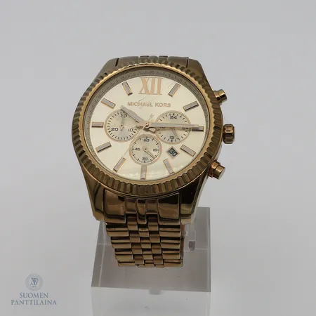 Teräsrannekello Michael Kors, MK-8281, lasissa naarmuja, rungon Ø44mm, teräsrannekkeen pituus 200mm, käytön jälkiä, 